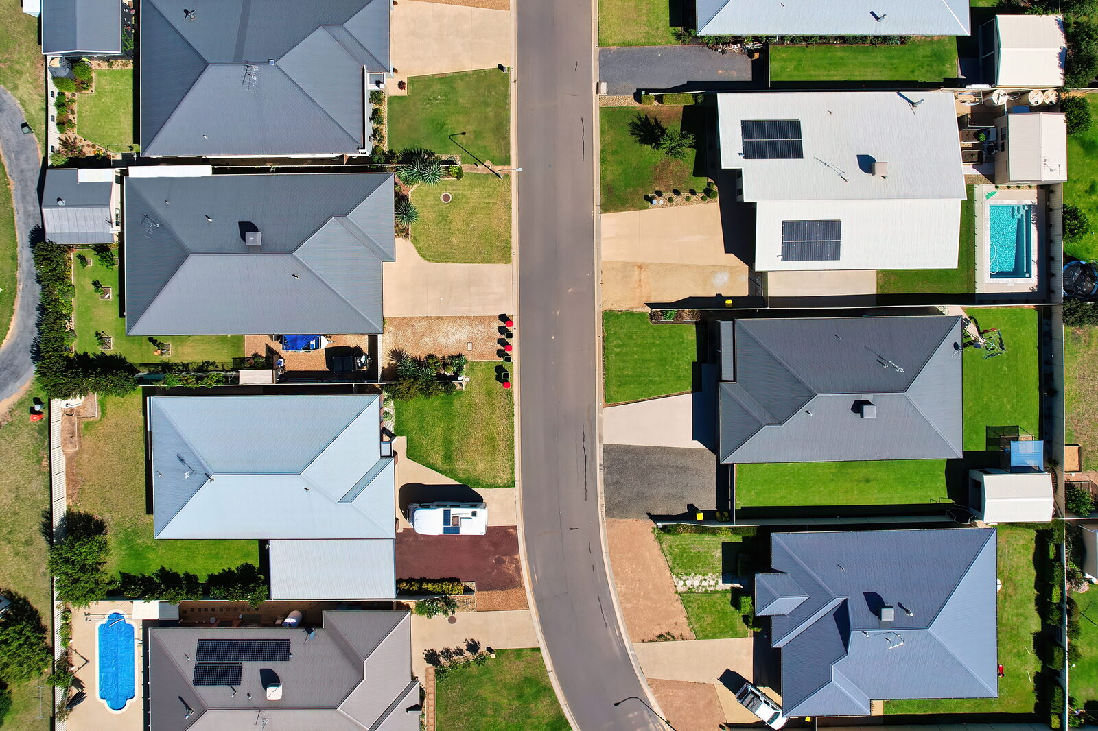 Aerial view of an Australian residential suburb